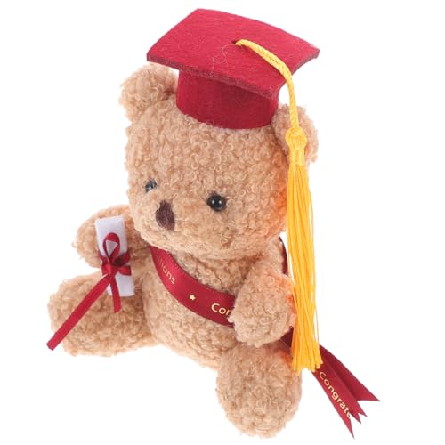 VICASKY Mini Abschlussbär Doll Kuscheltier mit Doktorhut zur Graduierung Rotes Plüschspielzeug für Abschlussfeier Langlebige Dekoration und Erinnerungsstück von VICASKY