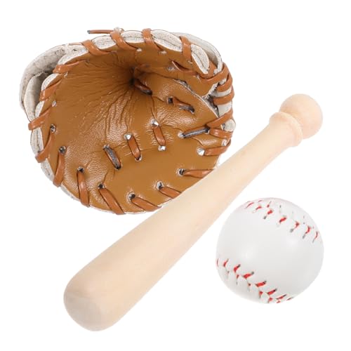 VICASKY Mini Baseball aus Langlebigem Detailgetreues Modell mit Schläger Handschuh und Ball als Puppenhaus deko oder Sammlerstück für Sportfans und Rollenspiele von VICASKY