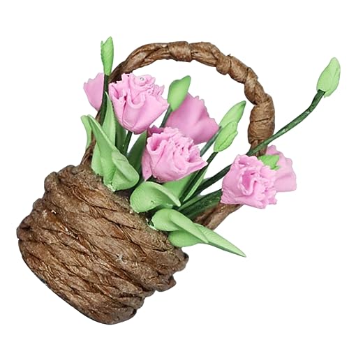 VICASKY 1 Stück Miniatur Blumenkorb Maßstab 1:12 Mini Sichere Materialien Garten Landschaft Shop von VICASKY