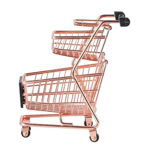 VICASKY Mini Einkaufswagen für Zweistufiger Trolley Roségold Simulationsspielzeug für Kaufladen Fantasie und Kognitiven Fähigkeiten von VICASKY