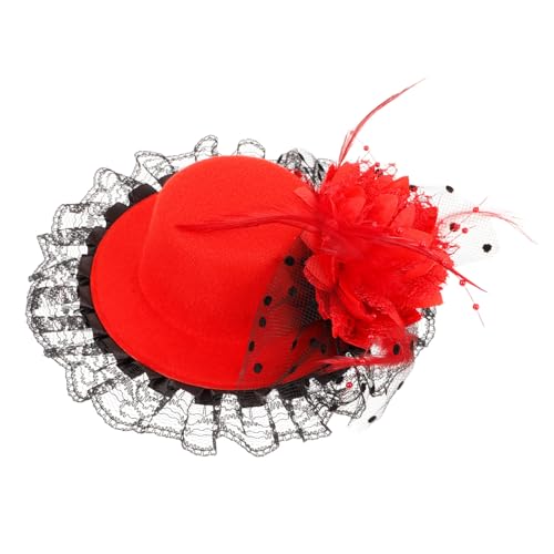 VICASKY Mini Fascinator Hut mit Federhaarschmuck Kleiner Haarklammer Hut für Damen Eleganter Kopfschmuck für Teeparty Bühnenauftritt und Festliche Anlässe Rot VICASKY Mini Fascinator Hut mit Federhaarschmuck Kleiner Haarklammer Hut für Damen Eleganter Kopfschmuck für Teeparty Bühnenauftritt und Festliche Anlässe Rot von VICASKY