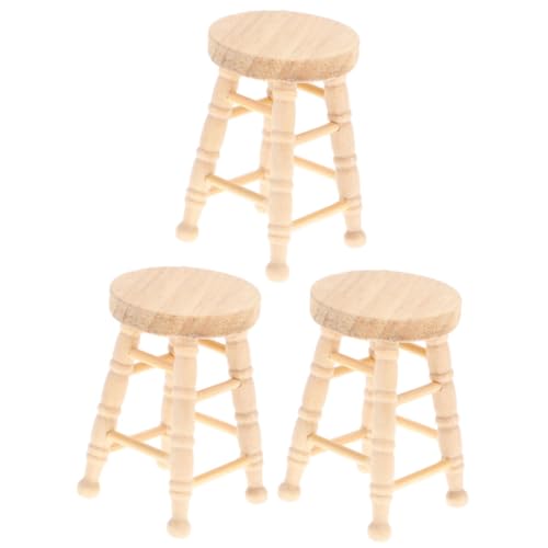 VICASKY Mini Hausmöbel Runder Miniatur Hocker Aus Puppenhaus Miniaturhocker Modell Natürlichem Farbton Perfektes Zubehör Für Puppenhaus Spielwelten von VICASKY