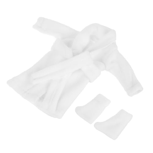 VICASKY Mini Puppen Bademantel Set aus Weichem Stoff Socken Puppenkleidung Zubehör für Vielseitige Anlässe Charmantes Outfit für Miniatur Puppen zur Erweiterung der Puppengarderobe von VICASKY