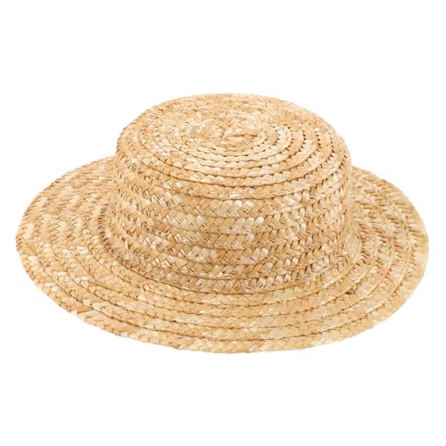 VICASKY Mini Strohhut Rund Innenmaß Leichter Puppenhut für DIY Basteln Dekorativer Kleiner Sommerhut Handgefertigter Gewebter Miniatur Hut für Puppen und Bastelprojekte von VICASKY
