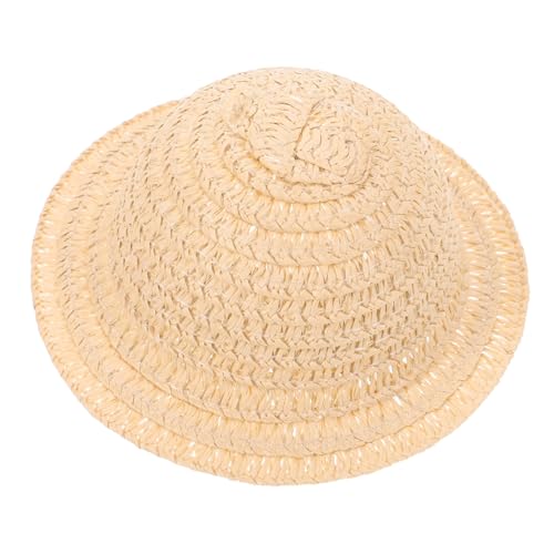 VICASKY Mini Strohhut für Puppen Basteln Kleiner Gelber Topfhut aus Stroh Leichte Miniatur Dekoration für DIY Puppenhaus Foto Requisite Kreatives Bastel Zubehör Langlebig und Realistisch von VICASKY