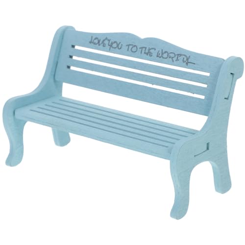 VICASKY Mini Stuhl Dekoration Puppenhausmöbel Puppenhauseinrichtung Puppenhauszubehör Puppenhausmöbel Puppenhaus Miniatur Holzbank Miniaturmöbelzubehör Blau von VICASKY