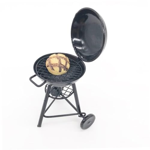 VICASKY Miniatur BBQ Grill aus Metall Runder Mini Ofen Modell Dekoratives Mini Haus BBQ Zubehör für Puppenhaus Outdoor Szene Kreative Miniatur Camping Grill Deko von VICASKY