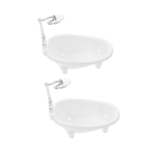 VICASKY Realistische Mini-badewanne Für Puppenhaus 2er-Pack Weiße Miniatur-badewanne Für Puppenhaus- Und Badezimmer-Set von VICASKY
