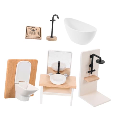 VICASKY Miniatur Badezimmermöbel Teiliges Puppenhaus Zubehör für Kreative Spielwelten Badewanne Waschbecken Toilette und Mehr für Fantasie und Sozialen Fähigkeiten von VICASKY