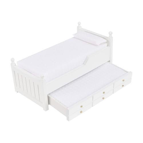 VICASKY Miniatur Bettmöbel Für Puppenhaus 1/12 Schubladenbett Mit Ebenen Für Das Schlafzimmer Holzspielzeug Für Kinderzimmer Und Puppenhaus Dekoration VICASKY Miniatur Bettmöbel Für Puppenhaus 1/12 Schubladenbett Mit Ebenen Für Das Schlafzimmer Holzspielzeug Für Kinderzimmer Und Puppenhaus Dekoration von VICASKY