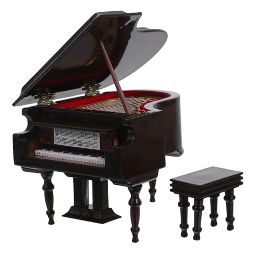 VICASKY Miniatur Flügel Modell Realistisch Detailliertes Klavier Braunes Puppenhaus Musikinstrument Vielseitige Mini Haus Spielzeuge für Musikliebhaber und Wohnraumgestaltung von VICASKY