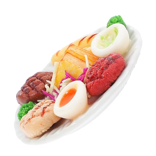 VICASKY Miniatur Food Miniature Küche Realistisches Mini Steak Sandwich Brokkoli Ei Mit Mini Teller Für Puppenhaus Zubehör Modellhaus Fotografie Requisite von VICASKY