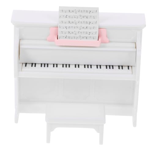 VICASKY Miniatur Klavier mit Hocker Puppenhaus Zubehör Musikinstrument Dekoration DIY Mikro Landschaft Kreatives Modell für Puppenhaus Szene Weiß von VICASKY