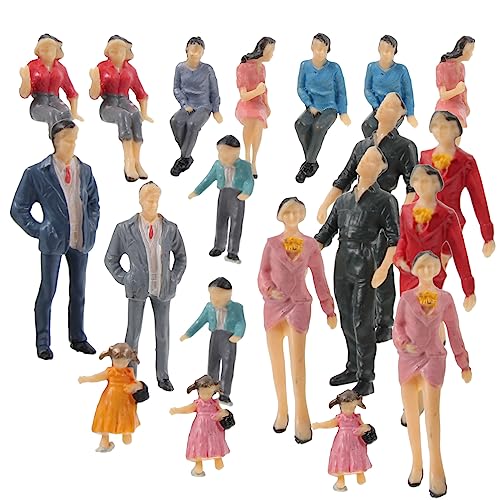 VICASKY Kunststoff Bemalt Form Miniatur Menschen Figuren 20 Stück Set Für Miniatur Landschaft Zufällige Farbe von VICASKY