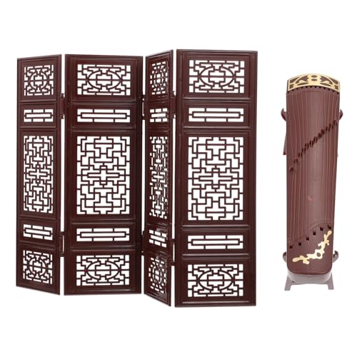 VICASKY Miniatur Möbel mit Miniatur Bildschirm und Mini Guzheng Leichtes Puppenhaus Zubehör für Innen und Außendekoration Kompatibel mit DIY Figuren Detailreich und Tragbar für Garten und von VICASKY