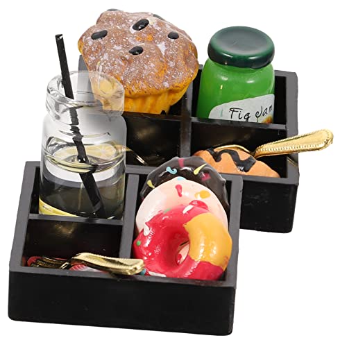 VICASKY Halloween Puppenhaus Dekoration Miniatur Nachmittags Teeset Aus Harz Mit Croissant Und Donut Für Puppenhaus Dekoration Kleine Lebensmittelaccessoires Für Miniaturhäuser Und Spielzeughäuser von VICASKY