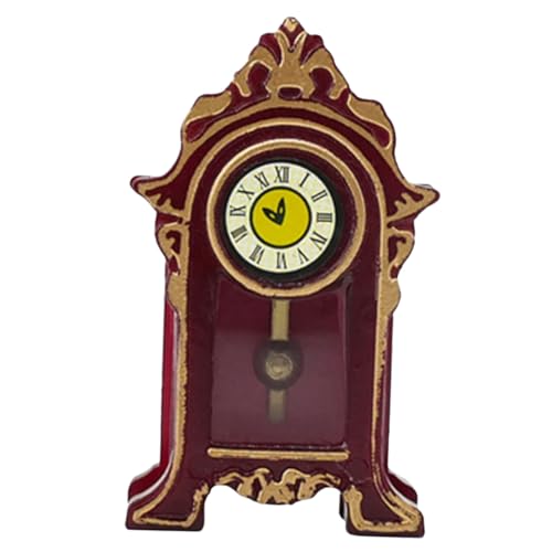 VICASKY Miniatur Pendeluhr Retro Stil Miniaturmöbel Puppenhaus Zubehör Miniatur Dekoration für Puppenhaus Detailreiche Klassische Kleine Pendeluhr für Raumgestaltung von VICASKY