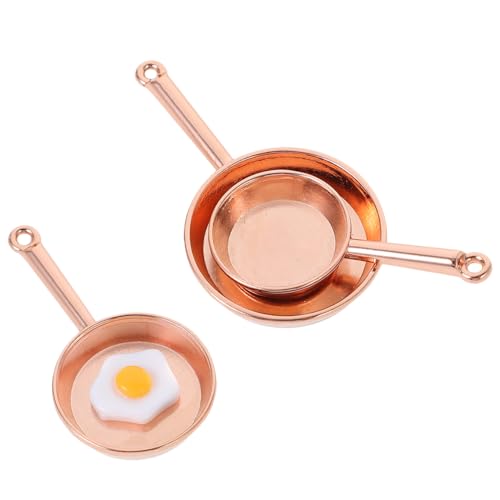 VICASKY Miniatur Pfanne Set Teiliges Puppenhaus Kochgeschirr aus Metall Roségold Realistische Kleine Bratpfannen mit Ei Dekoratives Miniatur Küchenzubehör für Puppenhäuser und VICASKY Miniatur Pfanne Set Teiliges Puppenhaus Kochgeschirr aus Metall Roségold Realistische Kleine Bratpfannen mit Ei Dekoratives Miniatur Küchenzubehör für Puppenhäuser und von VICASKY