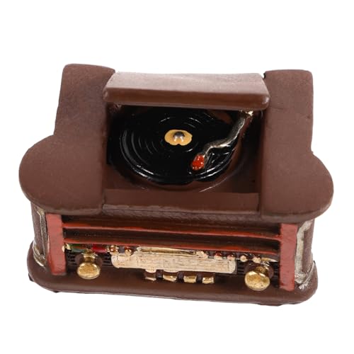 VICASKY Miniatur Puppenhaus Dekoration Retro Resin Miniatur Plattenspieler Modell Detailreich Realistisch Vintage Stil Geeignet für Wohnzimmer und Schlafzimmer Puppenhaus Zubehör von VICASKY