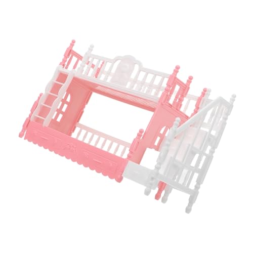 VICASKY Miniatur Puppenhaus Doppelstockbett Mini Schlafzimmer Möbel mit Leiter Klassisch Stil Robustes Design für Puppenhaus Schlafzimmer Layout von VICASKY