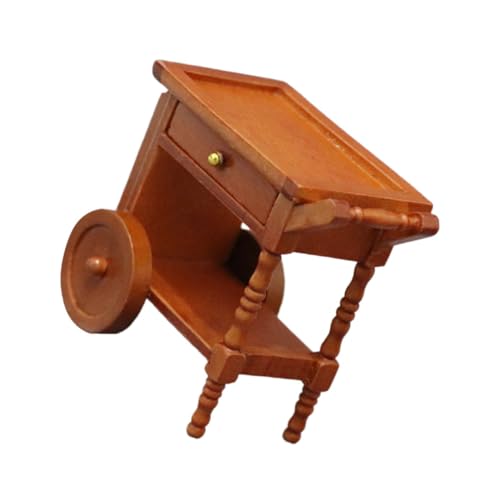 VICASKY Miniatur Puppenhaus Esswagen aus Holz Handgefertigtes DIY Doll House Trolley Rustikale Braune Esszimmer Dekoration Leicht und Langlebig Foto Requisit und von VICASKY