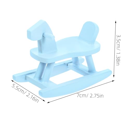 VICASKY Miniatur Puppenhaus Möbel Mini Schaukelpferd Dekorative Holzfigur Vintage Miniaturmöbel Accessoire für Puppenhäuser Zimmerdeko Blau von VICASKY