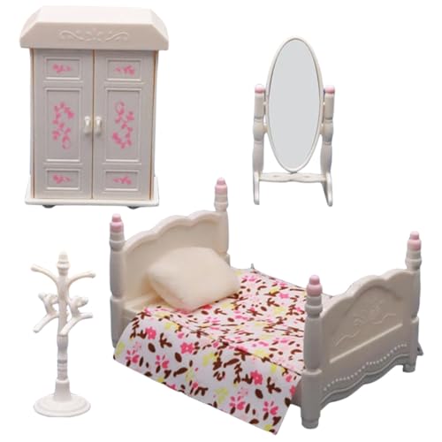 VICASKY Miniatur Schlafzimmer Möbel Verschleißfestes Miniaturmodell Dekoratives Puppenhaus Zubehör Filigrane Mini Haus Dekoration für Miniatur Landschaft und DIY Gestaltung von VICASKY