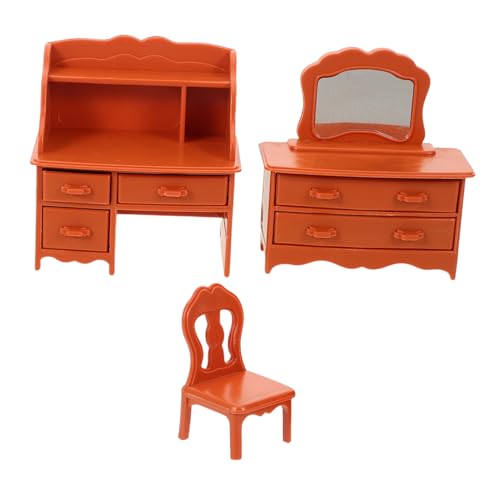 VICASKY Mini-schminktisch Spiegel Und Hocker Für Puppenhäuser Miniatur-frisiertisch Als Möbelzubehör Schminktisch-Spielzeug Für Junge Mädchen von VICASKY