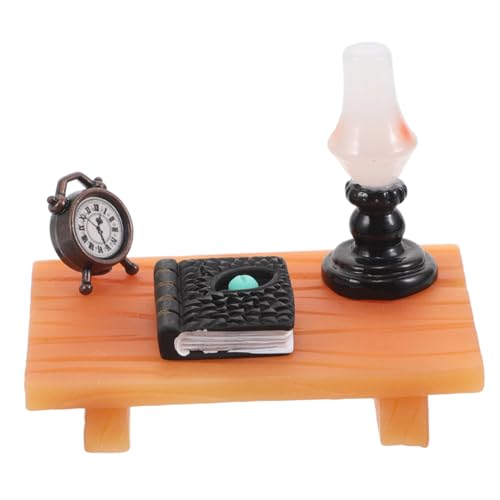 VICASKY Miniatur Schreibtisch und Buchset Detailgetreuer Miniatur Dekotisch für Puppenhaus Präzise Gefertigt Vielseitig für DIY Projekte und Kleine Räume Charmantes Möbelmodell für von VICASKY