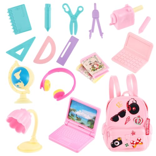 VICASKY Miniatur Schulbedarf Für Puppen 1 Set Puppen Rucksack Mit 18 Teilen PVC Farblich Gemischt Ideal Für Puppenhaus Und Miniaturwelt Zubehör Für ädchen VICASKY Miniatur Schulbedarf Für Puppen 1 Set Puppen Rucksack Mit 18 Teilen PVC Farblich Gemischt Ideal Für Puppenhaus Und Miniaturwelt Zubehör Für ädchen von VICASKY