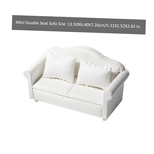 VICASKY Miniatur Sofa Weiß Teilig mit Kissen Puppenhaus Möbel Realistische Miniatur Couch für Puppenhaus Zubehör Dekoration und DIY Modellbau von VICASKY