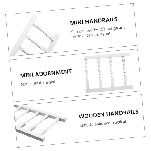 VICASKY Miniatur Weißes Holzgeländer Säulen Puppenhaus Möbel Mini Ornament Langlebig Umweltfreundlich Stabile Handlauf Dekoration für Puppenhaus Badezimmer Deko von VICASKY