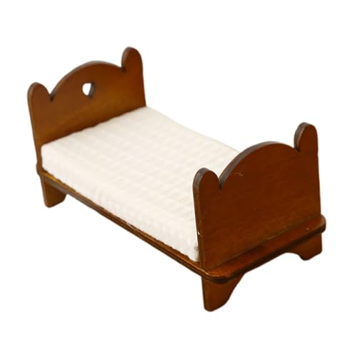 VICASKY Miniatur-einzelbett Aus Holz Vintage-Design Puppenhausmöbel Im Maßstab 112 Ideal Für Puppenhausdekoration von VICASKY