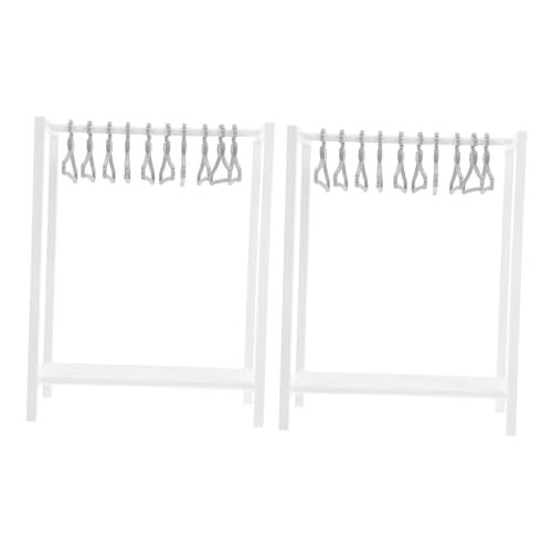 VICASKY Miniature Doll Garment Rack mit Hängern Miniatur Kleiderständer für Puppen Weiß Robustes Leichtes Material für Puppenhaus Dekoration und Fantasievolles Rollenspiel von VICASKY