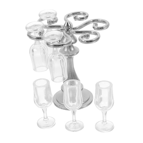 VICASKY Miniaturisiertes Weinregal mit Plastik Weingläsern für Puppenhaus für Mikrolandschaften und Esszimmertische Fördert Kreatives Spiel und Storytelling von VICASKY