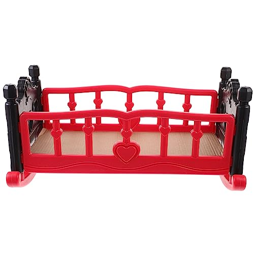 VICASKY Möbel Für Puppenbetten Minibett Für Puppe Mini-puppenbett Puppenhaus Krippe Mädchen Tun So, Als Würden Sie Babypuppenbettmodell Puppenhausbett Plastik Rot VICASKY Möbel Für Puppenbetten Minibett Für Puppe Mini-puppenbett Puppenhaus Krippe Mädchen Tun So, Als Würden Sie Babypuppenbettmodell Puppenhausbett Plastik Rot von VICASKY