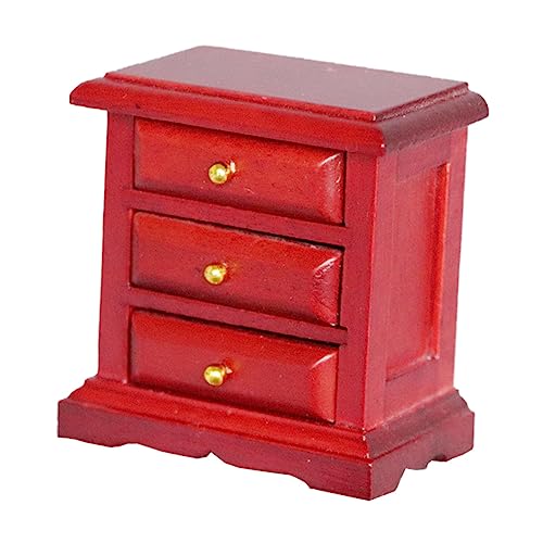 VICASKY Möbel Modell Nachttisch Mit Rotes Mini Hausmöbel Zubehör Für Puppen Und Miniaturen von VICASKY