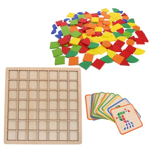 VICASKY Montessori Holzpuzzle Teiliges Geometrisches Tangram Lernspielzeug für Kleinkinder Natürliche Holzbausteine Fördert Formenerkennung Logisches und Feinmotorik von VICASKY