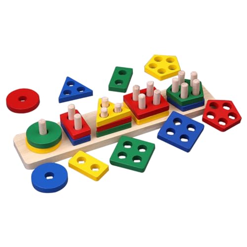VICASKY Montessori Holzspielzeug Bunte Formensortierer Stapelspielzeug für Kleinkinder Jahre zur Motorik Farb und Formerkennung als von VICASKY
