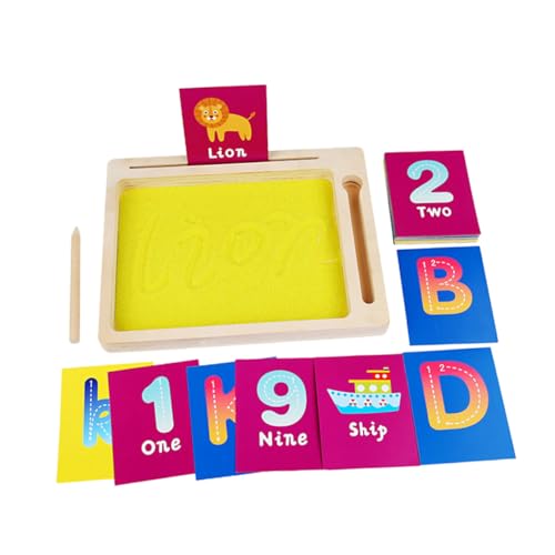 VICASKY Montessori Sand Tablett für Buchstaben Nachspuren und Schreiben Holz und Papiermaterial Lernspielzeug für Kleinkinder und Vorschulkinder zur Frühförderung von Feinmotorik und von VICASKY