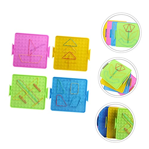 VICASKY Nagelbrett für Grundschule Pädagogisches Werkzeug zur Geometrischen Demonstration Teiliges mit Bunten Gummibändern für Mathematikunterricht Lernspielzeug von VICASKY