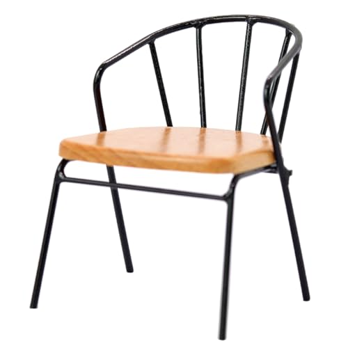 VICASKY Nordischer Freizeitstuhl Kinderspielzeug Sitz Bausatz Bausätze Möbel Miniatur Puppe Entzückender Ministuhl Schöner Ministuhl Realistischer Ministuhl Hölzern Black von VICASKY