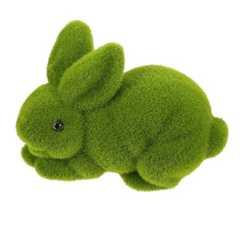 VICASKY Osterdeko Gartenfigur Hase Moos Optik Leichte Schaumstoff Figur Wetterfest Realistische Hasen Dekoration für Drinnen und Draußen Festliche Frühlingsdekoration von VICASKY