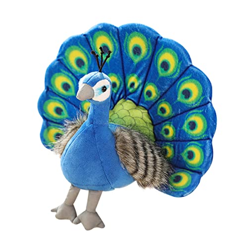 VICASKY Pfau Plüschtier Simulation Pfauenpuppe Simuliertes Pfauenspielzeug Geschmeidiges Pfauenspielzeug Pfau Gefüllte Puppe Bequemer Plüschpfau Gefüllte Pfauenpuppe Kurzer Plüsch Blue von VICASKY