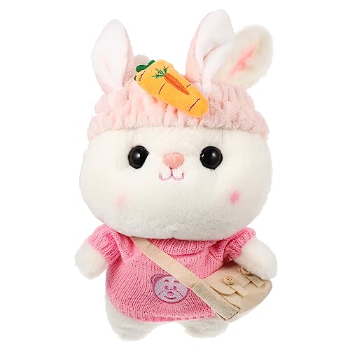 VICASKY Plüsch Kaninchen Weicher Stofftier Hase mit Karotten Haarband und Süßem Bärenpulli Niedliches für Dekoration für Zuhause von VICASKY