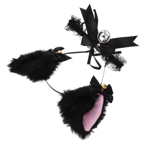 VICASKY Plüsch Katzenohren Haarreif mit Schleife und Glocken Niedliches Cosplay für Bequemes Headband für Karneval Fasching Performance und Party Vielseitiges Accessoire von VICASKY