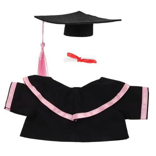 VICASKY Plüschbär Abschluss-Outfit Set mit Rosa Shawl und Mütze Weiche Stoffkleidung für Kuscheltier Festliches Abschlusskostüm für Bachelor Doktorfeiern Perfektes Souvenir zur von VICASKY