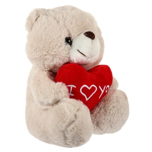VICASKY Plüschbär Kuscheltier mit Herz Beige Weicher Bär zum Valentinstag Gefüllt mit Hochwertiger Pp Baumwolle Geeignet als Geschenk für Freunde Kuscheliger Sitz Deko Bär von VICASKY