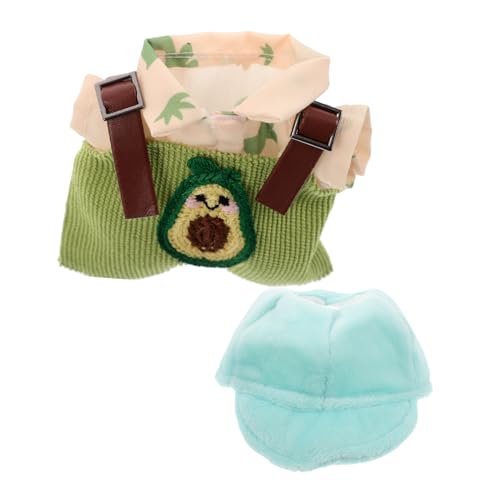 VICASKY Stilvolle Avocado Plüsch Puppe Anzug Weiche Overalls Baseball Kappe Set Für Puppenhaus von VICASKY