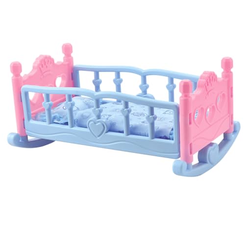 VICASKY Puppenbett Möbel Mini Krippe für Mädchen Puppenhaus Zubehör Stabiles Sicheres Puppenbett mit Feiner Verarbeitung für Rollenspiele und Kinderzimmerdekoration von VICASKY